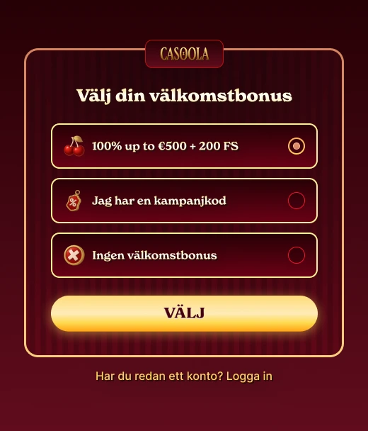 Registrering hos Casoola Casino